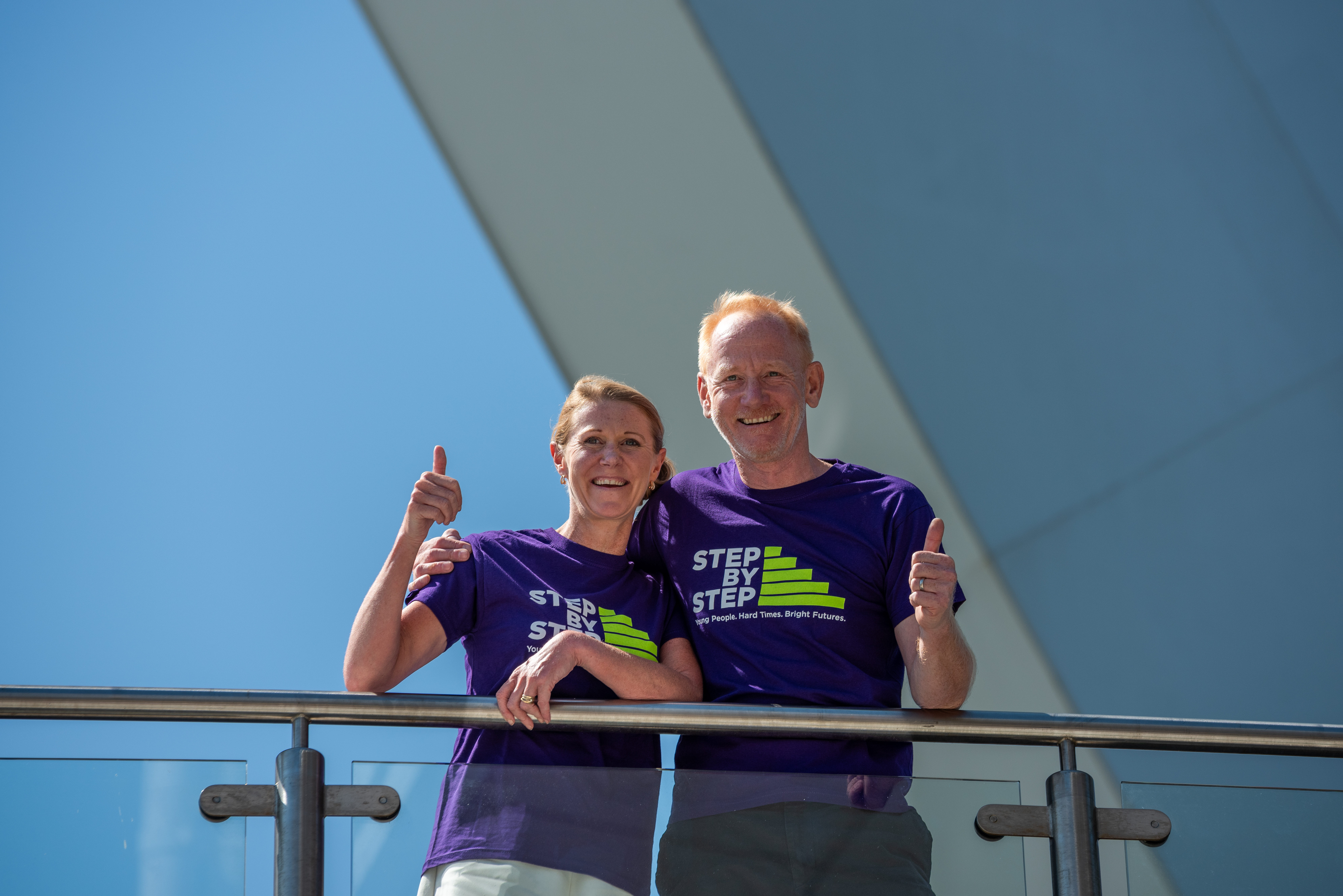 Couple celebrate after abseiling down Spinnaker Tower