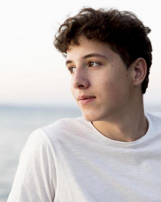 Boy Relaxing Spending Time Sea