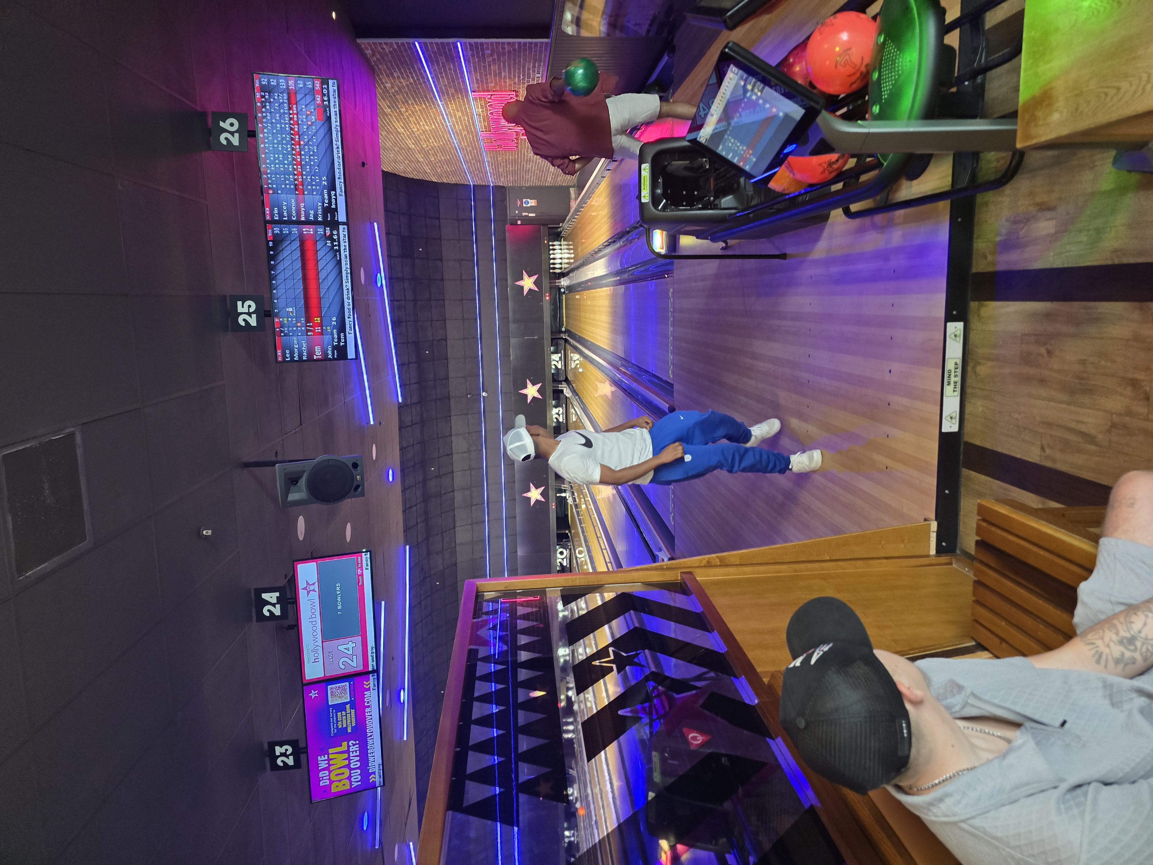 Young people bowling
