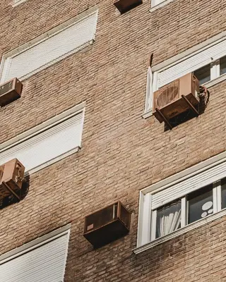 Residential Building City With Air Conditioning Units